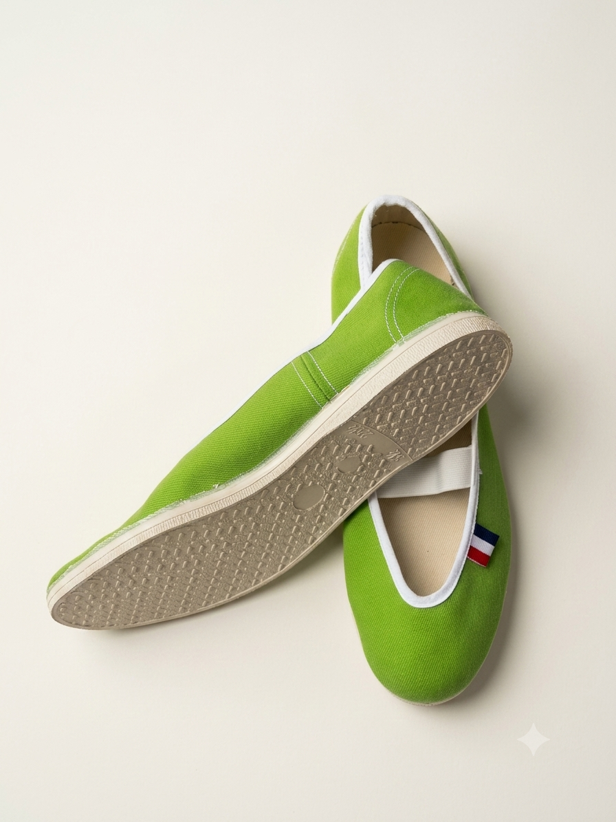 Ballerines en toile vert Pomme