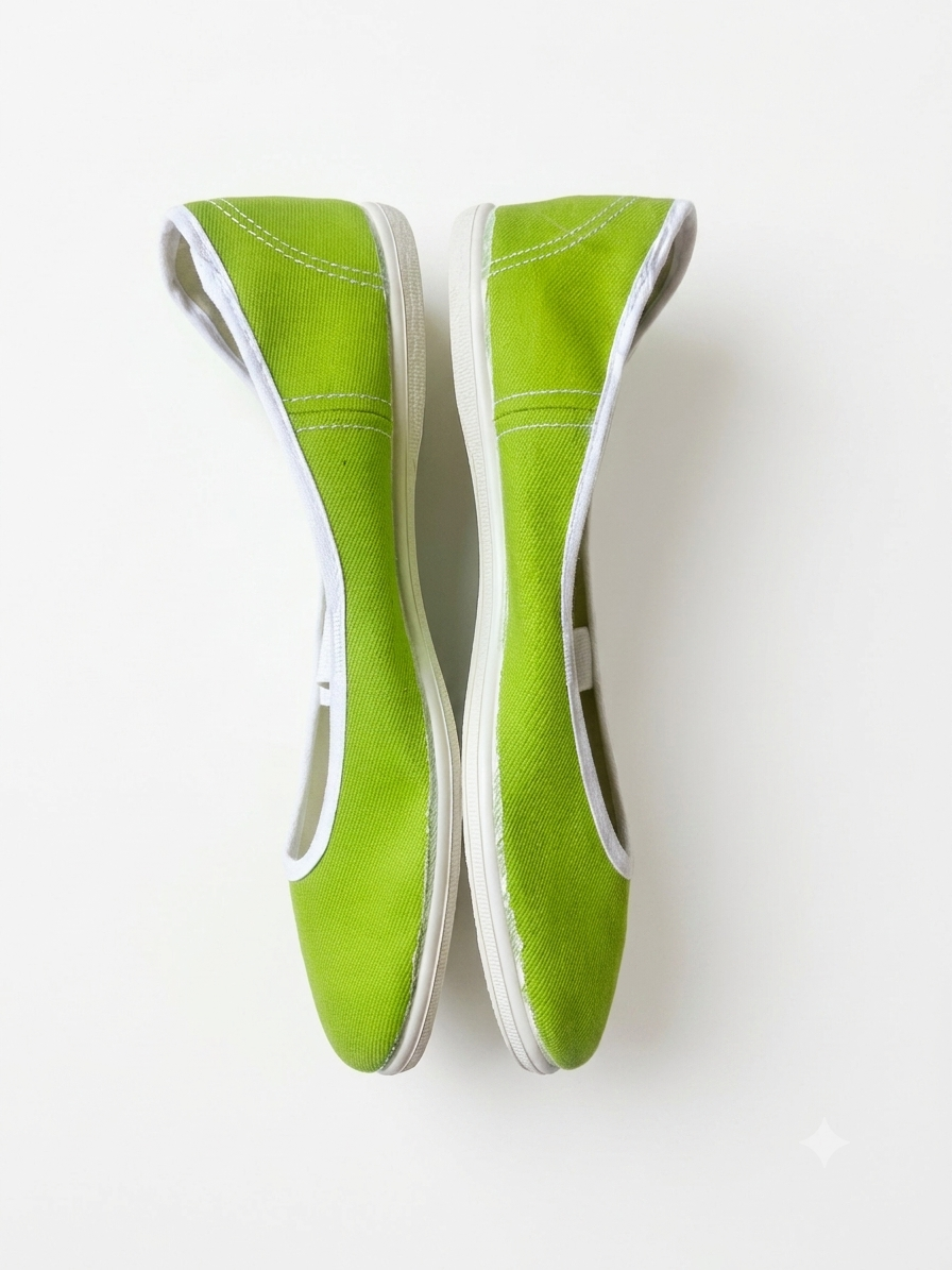 Ballerines en toile vert Pomme
