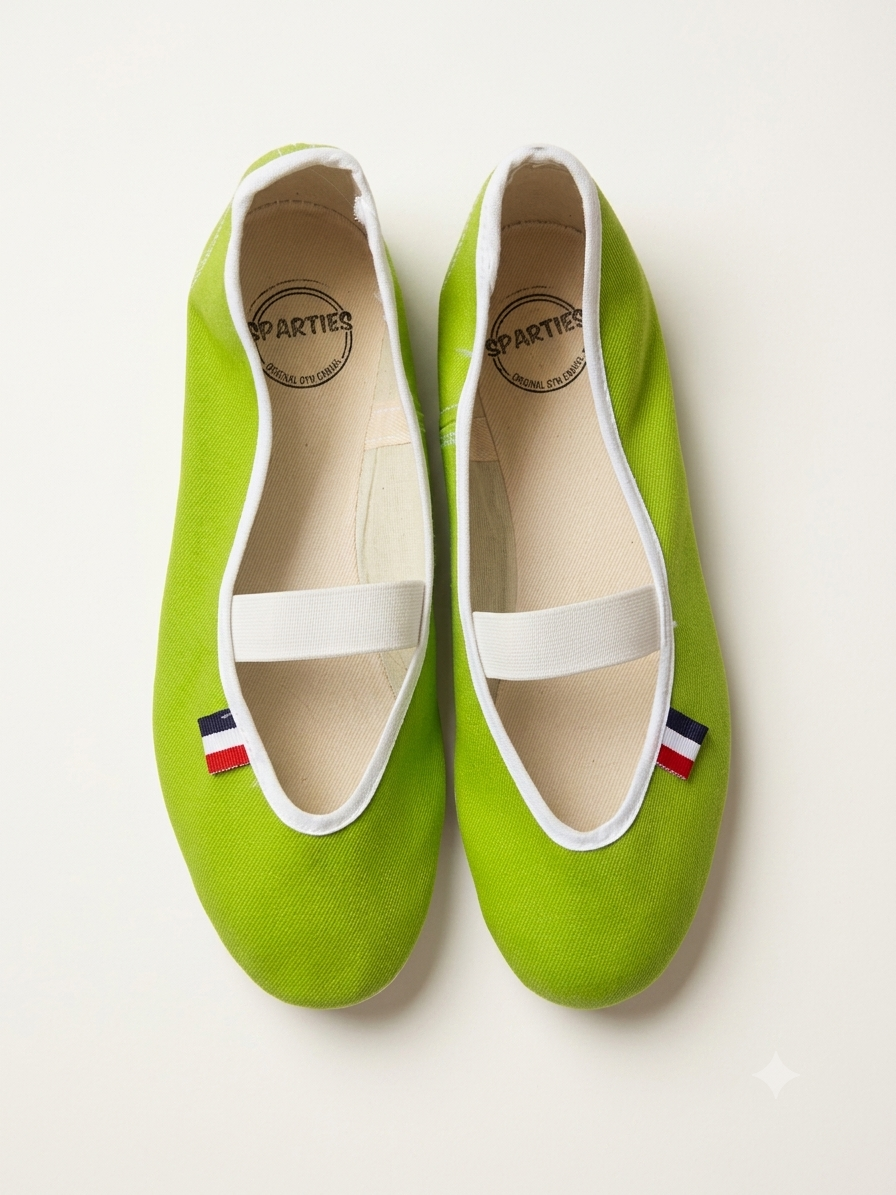 Ballerines en toile vert Pomme