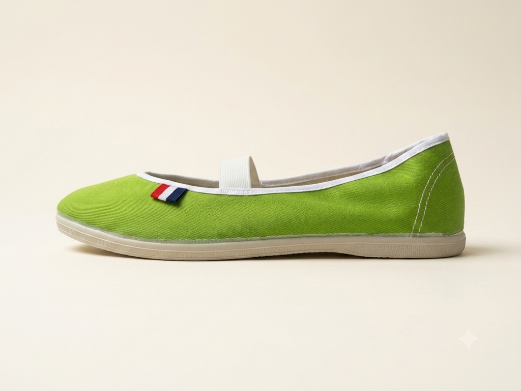 Ballerines en toile vert Pomme
