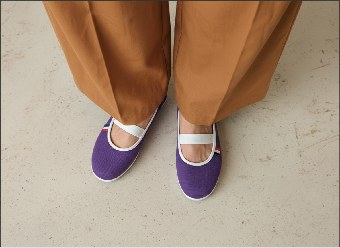 Ballerines en toile violet Cassis