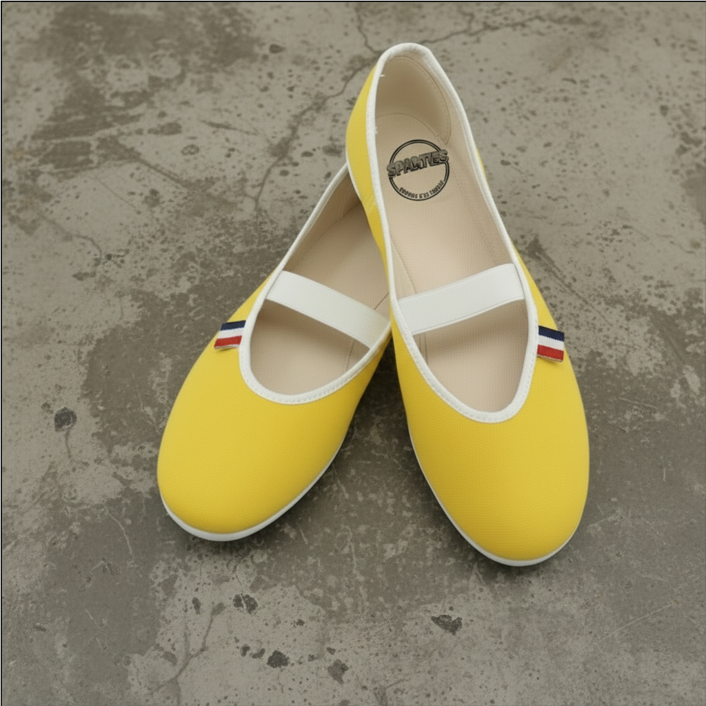 Ballerines en toile jaune Citron