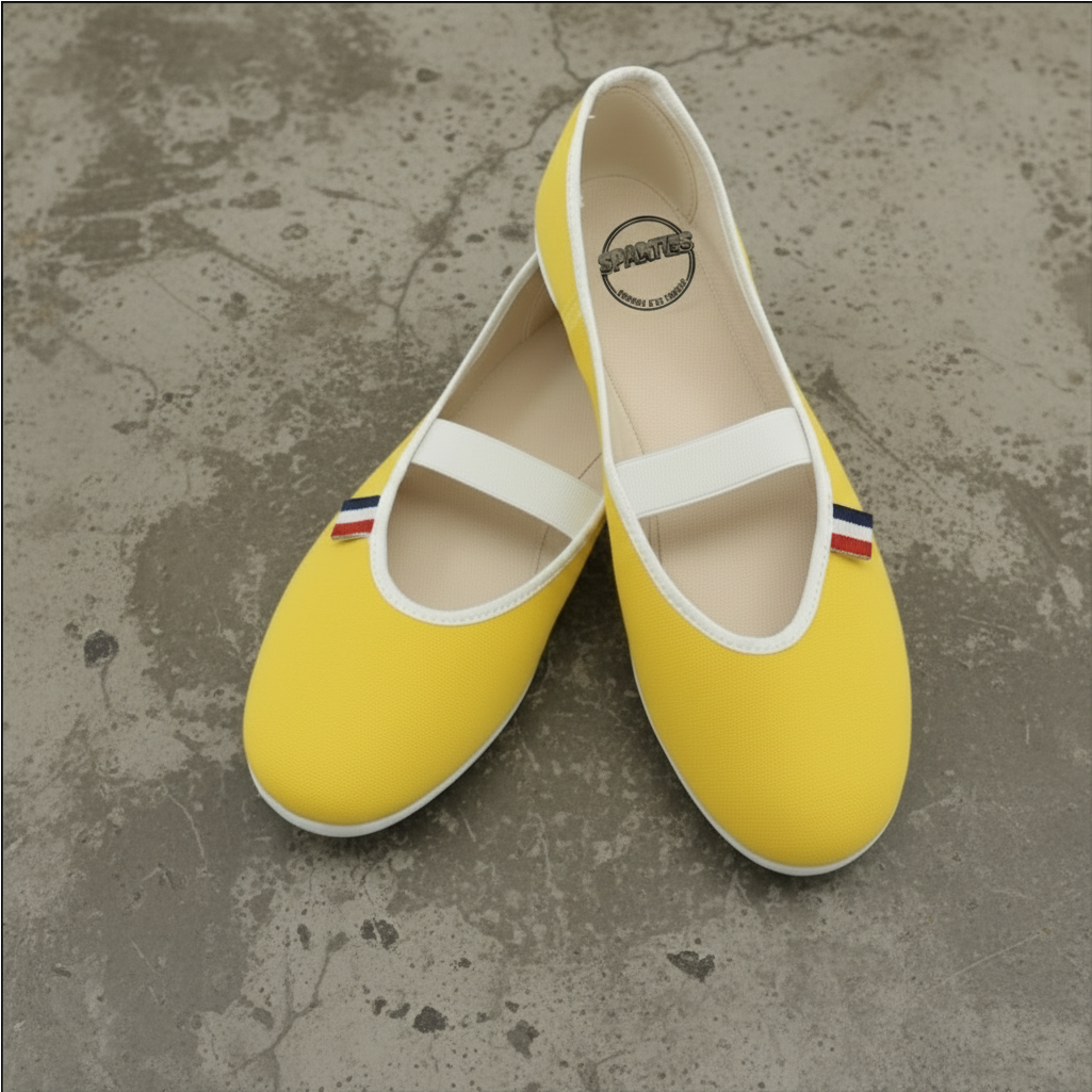 Ballerines en toile jaune Citron