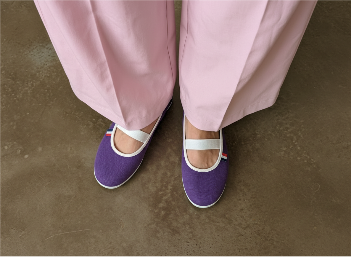 Ballerines en toile violet Cassis