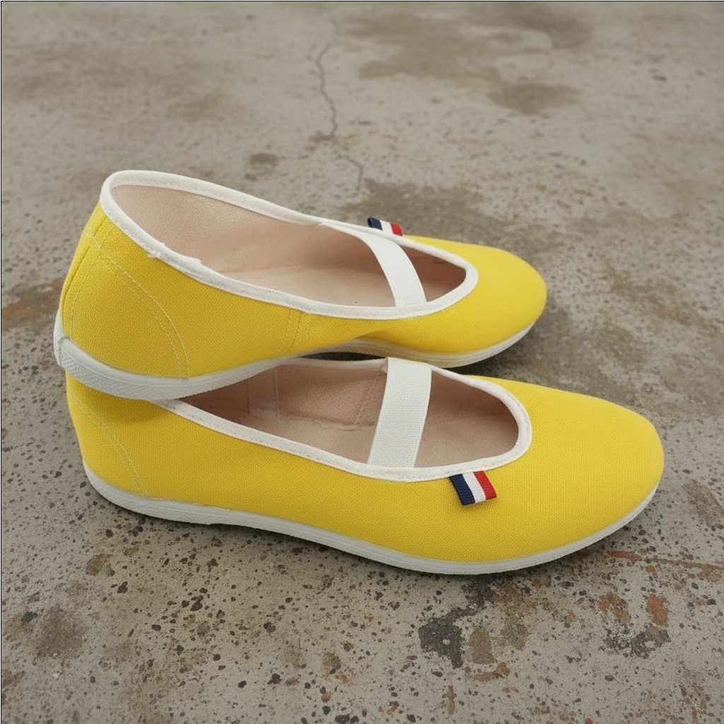 Ballerines en toile jaune Citron