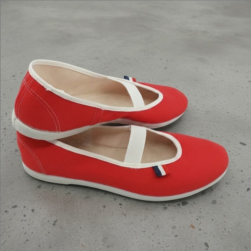 Ballerines en toile rouge Coquelicot