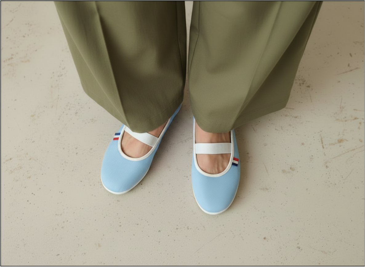 Ballerines en toile bleu Dragée