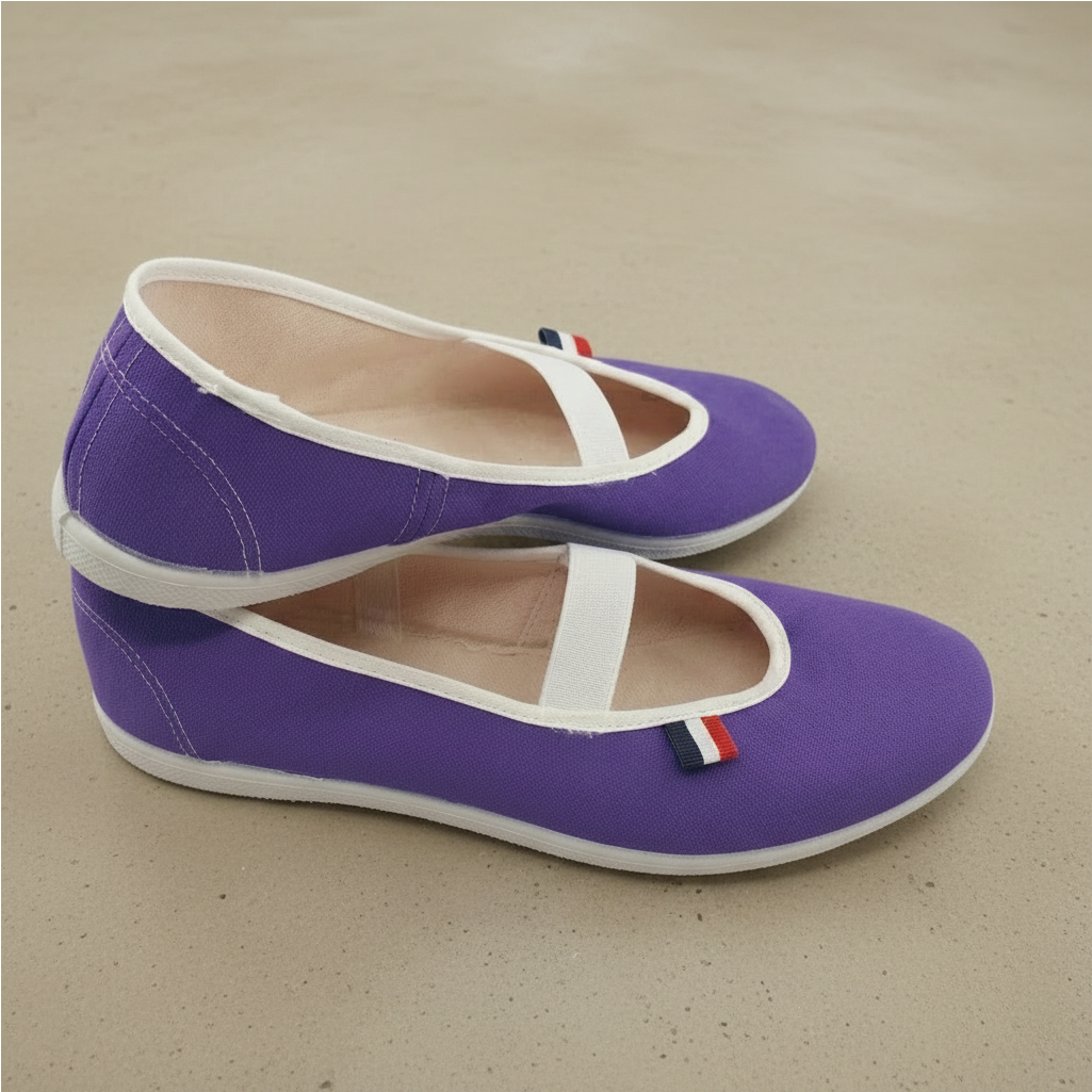 Ballerines en toile violet Cassis