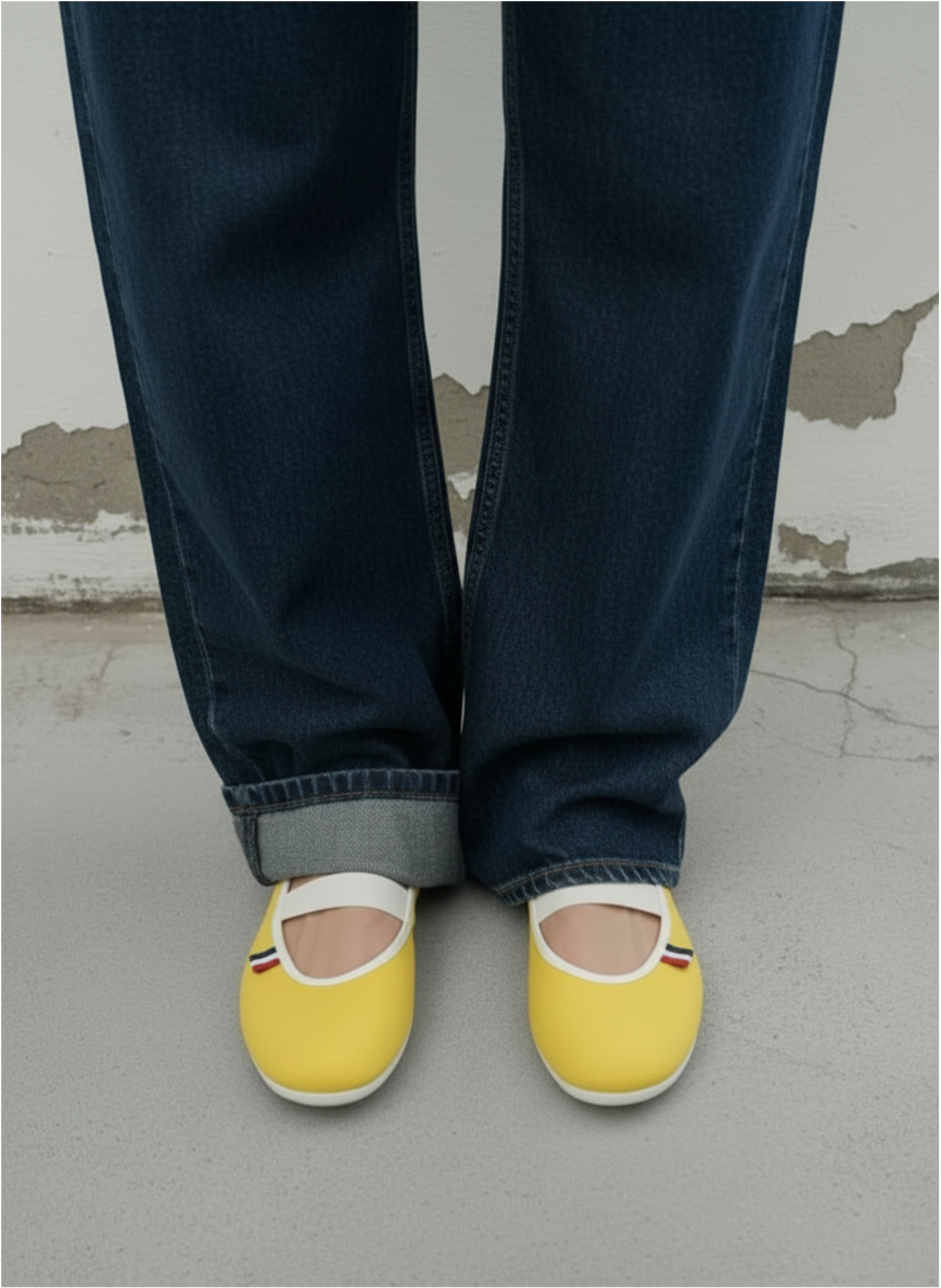 Ballerines en toile jaune Citron