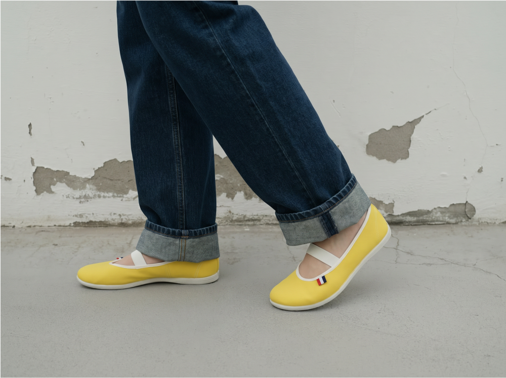 Ballerines en toile jaune Citron