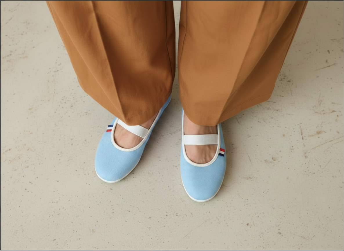 Ballerines en toile bleu Dragée