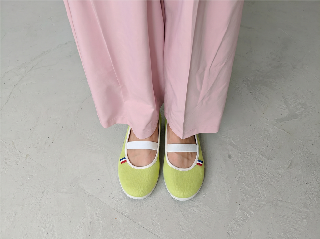 Ballerines en toile vert Pomme
