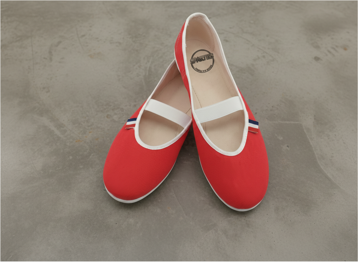 Ballerines en toile rouge Coquelicot