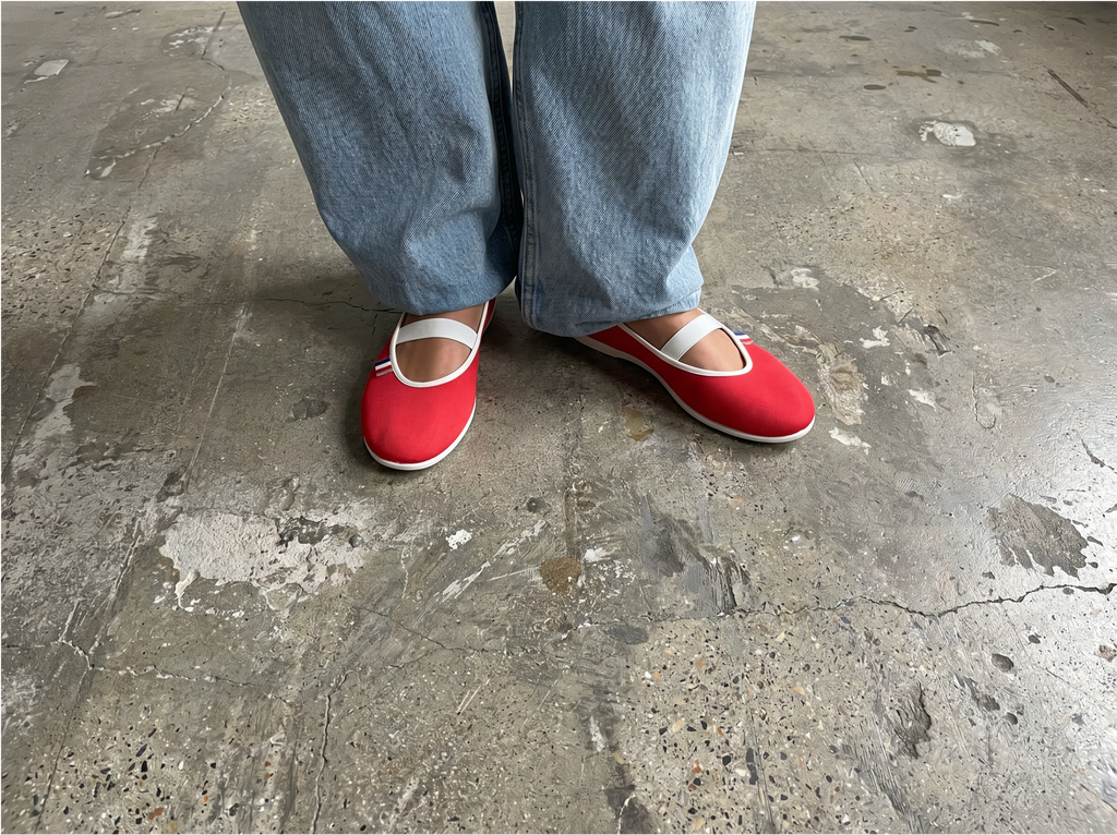 Ballerines en toile rouge Coquelicot