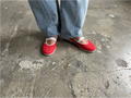 Ballerines en toile rouge Coquelicot