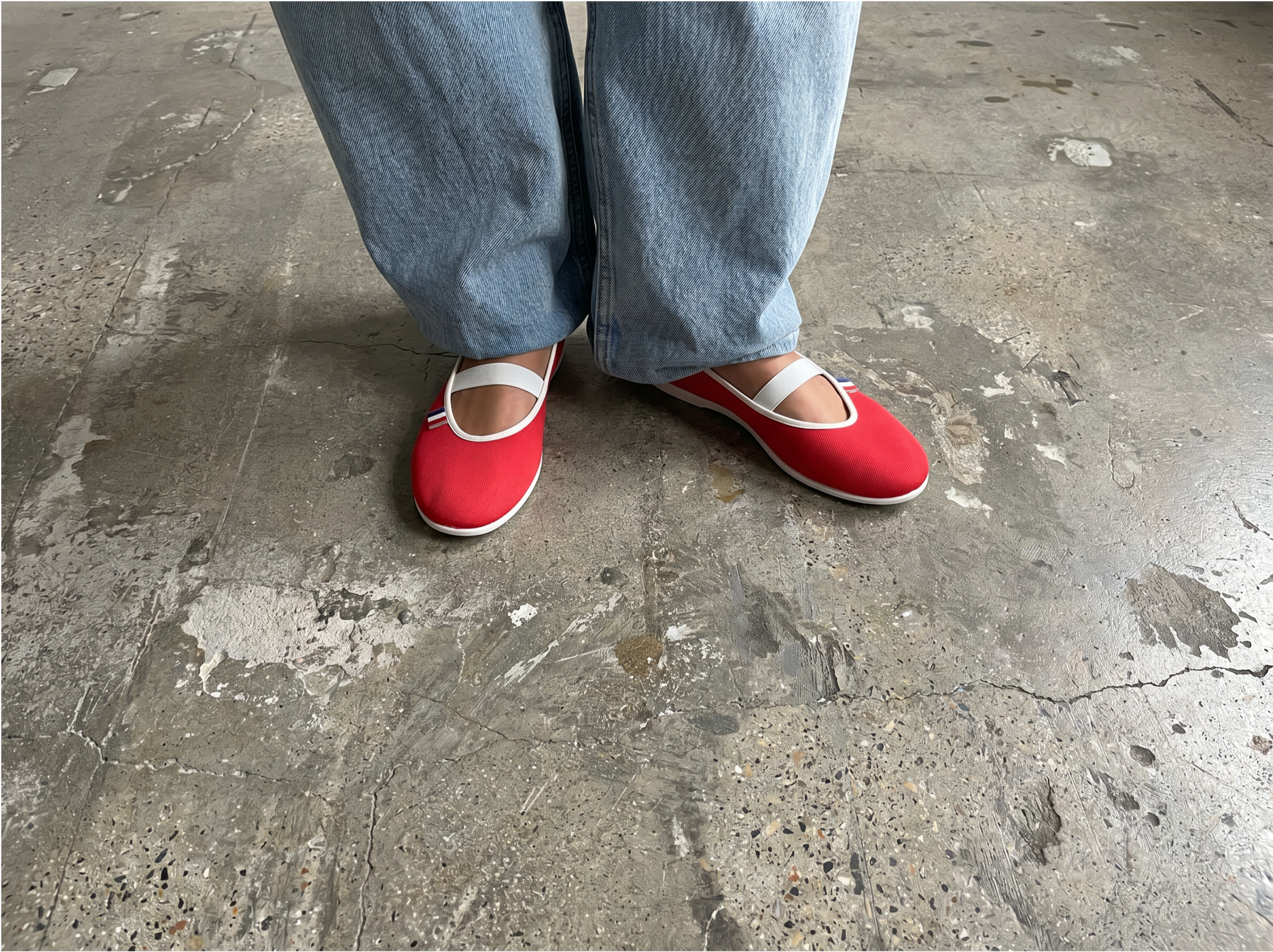 Ballerines en toile rouge Coquelicot